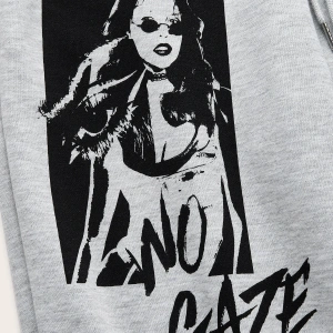 & Figure Graphic Drawstring Waist 4 Mevsim Eşofman