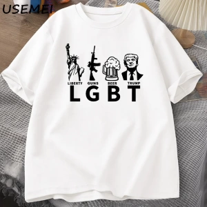 LGBT Liberty Beer Trump T-shirt Keep America Great MAGA Tshirts Casual Cotton Short Sleeve G 2966