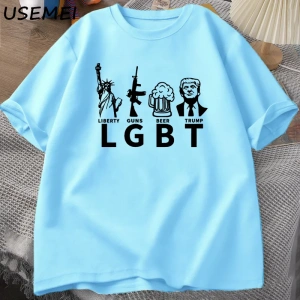 LGBT Liberty Beer Trump T-shirt Keep America Great MAGA Tshirts Casual Cotton Short Sleeve G 2966