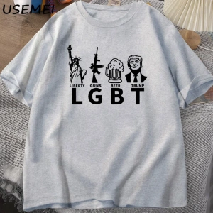 LGBT Liberty Beer Trump T-shirt Keep America Great MAGA Tshirts Casual Cotton Short Sleeve G 2966