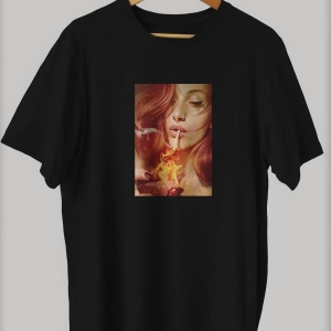 -wed Ateş Tasarım Baskılı Oversize T-shirt ( Tişört )sokak Tarzı