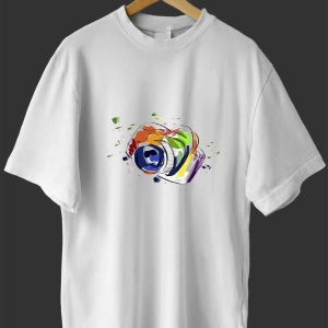 -wed Fotoğraf Makinesi Baskılı Oversize T Shirt