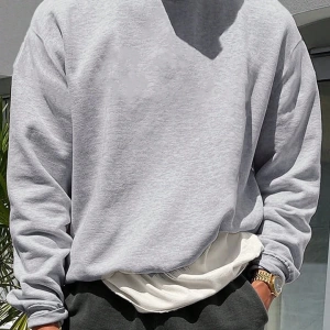 1 Adet Bol Kesim Erkek Düz Yuvarlak Yaka Sweatshirt