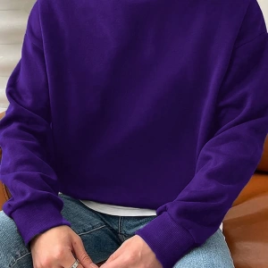 1 Adet Bol Kesim Erkek Düz Yuvarlak Yaka Sweatshirt