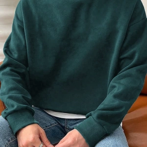 1 Adet Bol Kesim Erkek Düz Yuvarlak Yaka Sweatshirt