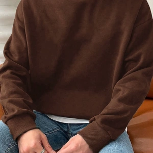 1 Adet Bol Kesim Erkek Düz Yuvarlak Yaka Sweatshirt
