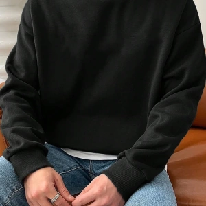 1 Adet Bol Kesim Erkek Düz Yuvarlak Yaka Sweatshirt