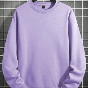 1 Adet Bol Kesim Erkek Düz Yuvarlak Yaka Sweatshirt