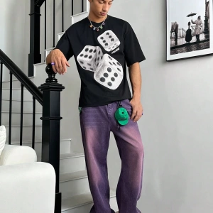1 adet Erkek Y2K Giysileri Komik Grafik Rahat Büyük Boy Sokak Vintage Stili Yaratıcı Z
