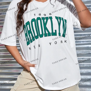 1898brooklyn Baskılı Oversize Kalıp Unisex T-shirt