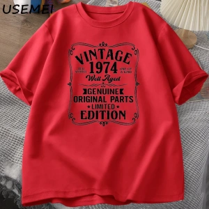 1974 yılında yapılan 50 yıl mükemmellik çiçek 50th doğum günü T Shirt erkek kadın pamuk T-shi 3026