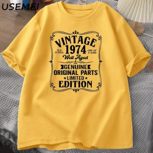 1974 yılında yapılan 50 yıl mükemmellik çiçek 50th doğum günü T Shirt erkek kadın pamuk T-shi 3026