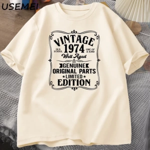 1974 yılında yapılan 50 yıl mükemmellik çiçek 50th doğum günü T Shirt erkek kadın pamuk T-shi 3026