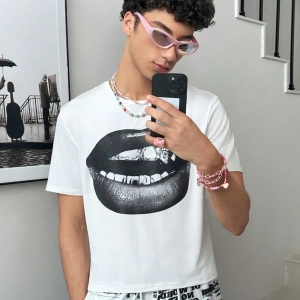 1pc Erkek Y2K Giysileri Komik Rahat Büyük Boy Sokak Modası Vintage Stil Y