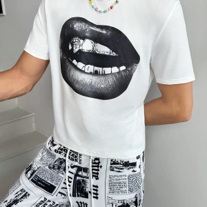 1pc Erkek Y2K Giysileri Komik Rahat Büyük Boy Sokak Modası Vintage Stil Y