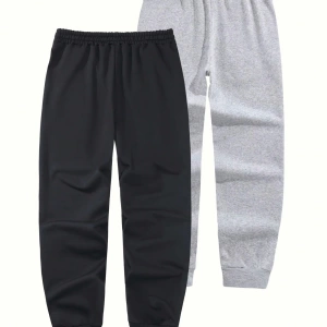2 adet Erkek Rahat Spor Gevşek Bağcıklı Bel Eşofman Altı Cepli, Klasik Retro Stil, Açık Hava