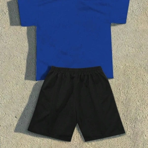 2 adet/takım Erkek Yaz Rahat Spor Düz Renk Mürettebat Tişört ve Şort Takımı