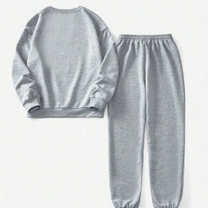 2 adet/takım Kadın Rahat 23# Bol Mürettebat Yaka Büyük Boy Sweatshirt ve Bağcıklı Pa