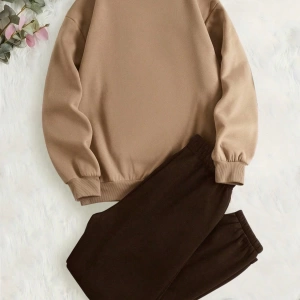 2 Adet/Takım Rahat Ayı Baskılı Sweatshirt Ve Eşofman Altı, Sonbahar/Kış