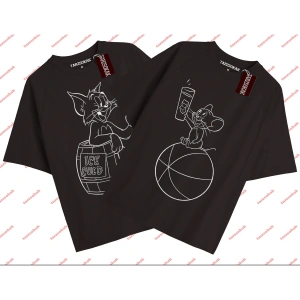 2 Adet Tir Çift Sevgili Tom And Jerry Cartoons Unisex Siyah T-shirt Siyah T-shirt