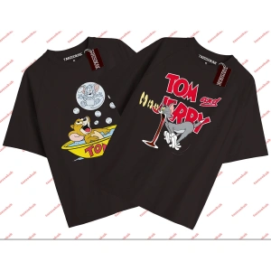 2 Adet Tir Çift Sevgili Tom And Jerry Cartoons Unisex Siyah T-shirt Siyah T-shirt