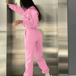 2li Büyük Beden Günlük Harfli Grafik Polar Sweatshirt ve Eşofman Altı Takımı, Sonbah