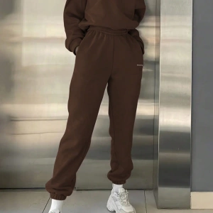 2li Büyük Beden Günlük Harfli Grafik Polar Sweatshirt ve Eşofman Altı Takımı, Sonbah