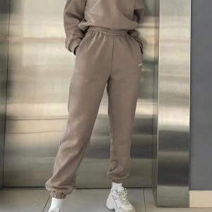 2li Büyük Beden Günlük Harfli Grafik Polar Sweatshirt ve Eşofman Altı Takımı, Sonbah