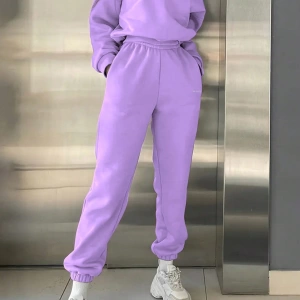 2li Büyük Beden Günlük Harfli Grafik Polar Sweatshirt ve Eşofman Altı Takımı, Sonbah