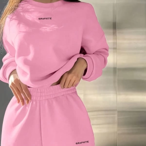 2li Büyük Beden Günlük Harfli Grafik Polar Sweatshirt ve Eşofman Altı Takımı, Sonbah