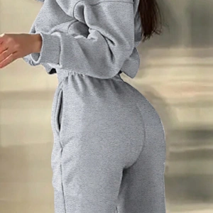2li Büyük Beden Günlük Harfli Grafik Polar Sweatshirt ve Eşofman Altı Takımı, Sonbah