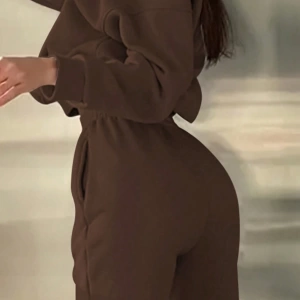 2li Büyük Beden Günlük Harfli Grafik Polar Sweatshirt ve Eşofman Altı Takımı, Sonbah