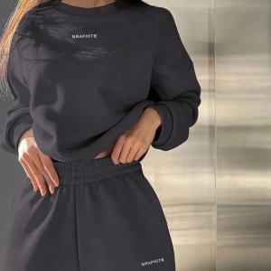 2li Büyük Beden Günlük Harfli Grafik Polar Sweatshirt ve Eşofman Altı Takımı, Sonbah