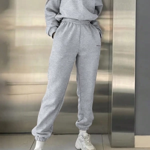 2li Büyük Beden Günlük Harfli Grafik Polar Sweatshirt ve Eşofman Altı Takımı, Sonbah