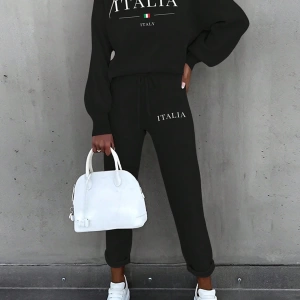 2li Kadın Harf Baskılı Sweatshirt Ve Eşofman Altı Takımı