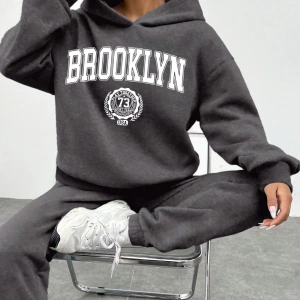 2li Kadın Rahat Basit İngilizce Harfli Kapüşonlu Sweatshirt ve Eşofman Altı Tak