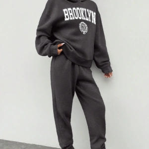 2li Kadın Rahat Basit İngilizce Harfli Kapüşonlu Sweatshirt ve Eşofman Altı Tak