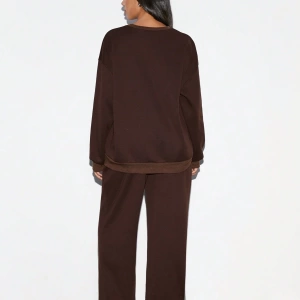 2li Rahat Minimalist Düz Renk Yuvarlak Yaka Sweatshirt Ve Eşofman Altı Takımı