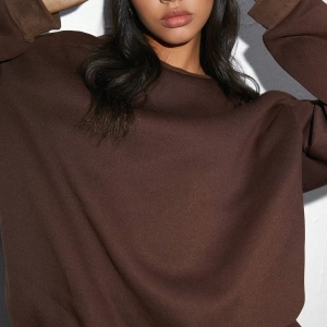 2li Rahat Minimalist Düz Renk Yuvarlak Yaka Sweatshirt Ve Eşofman Altı Takımı