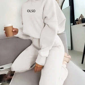 2 Parça Kadın Kapşonlu Sweatshirt ve Bağcıklı Bel Cepli Eşofman Altı Takımı, Günlük Sp