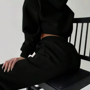 2 Parça Kadın Kapşonlu Sweatshirt ve Bağcıklı Bel Cepli Eşofman Altı Takımı, Günlük Sp