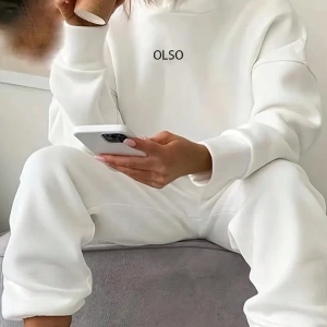 2 Parça Kadın Kapşonlu Sweatshirt ve Bağcıklı Bel Cepli Eşofman Altı Takımı, Günlük Sp