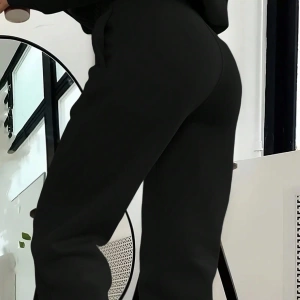 2 Parça Kadın Kapşonlu Sweatshirt ve Bağcıklı Bel Cepli Eşofman Altı Takımı, Günlük Sp