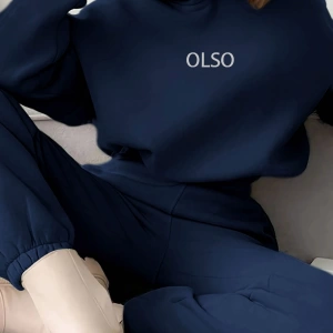 2 Parça Kadın Uzun Kollu Kapüşonlu Sweatshirt Cepli ve Yüksek Bel Kloş Pantolon