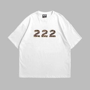 222 Leopar Baskılı Oversize Unisex Premium Beyaz