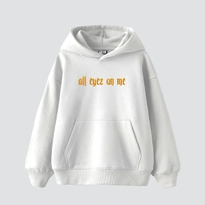 2Pac All Eyez On Me Baskılı Oversize Unisex Premium Beyaz