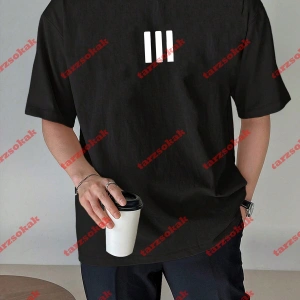 3 Çizgi Baskılı Beyaz Erkek Tshirt Beyaz