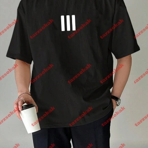 3 Çizgi Baskılı Beyaz Erkek Tshirt Beyaz