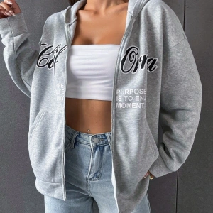 3 Iplik Şardonlu Fermuarlı Kapüşonlu Sweatshirt Gri 3 Lü Kombin