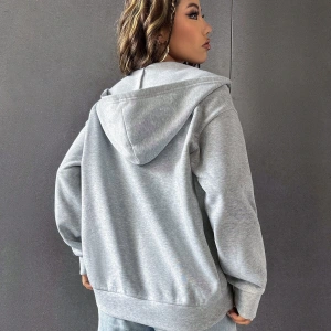 3 Iplik Şardonlu Fermuarlı Kapüşonlu Sweatshirt Gri 3 Lü Kombin